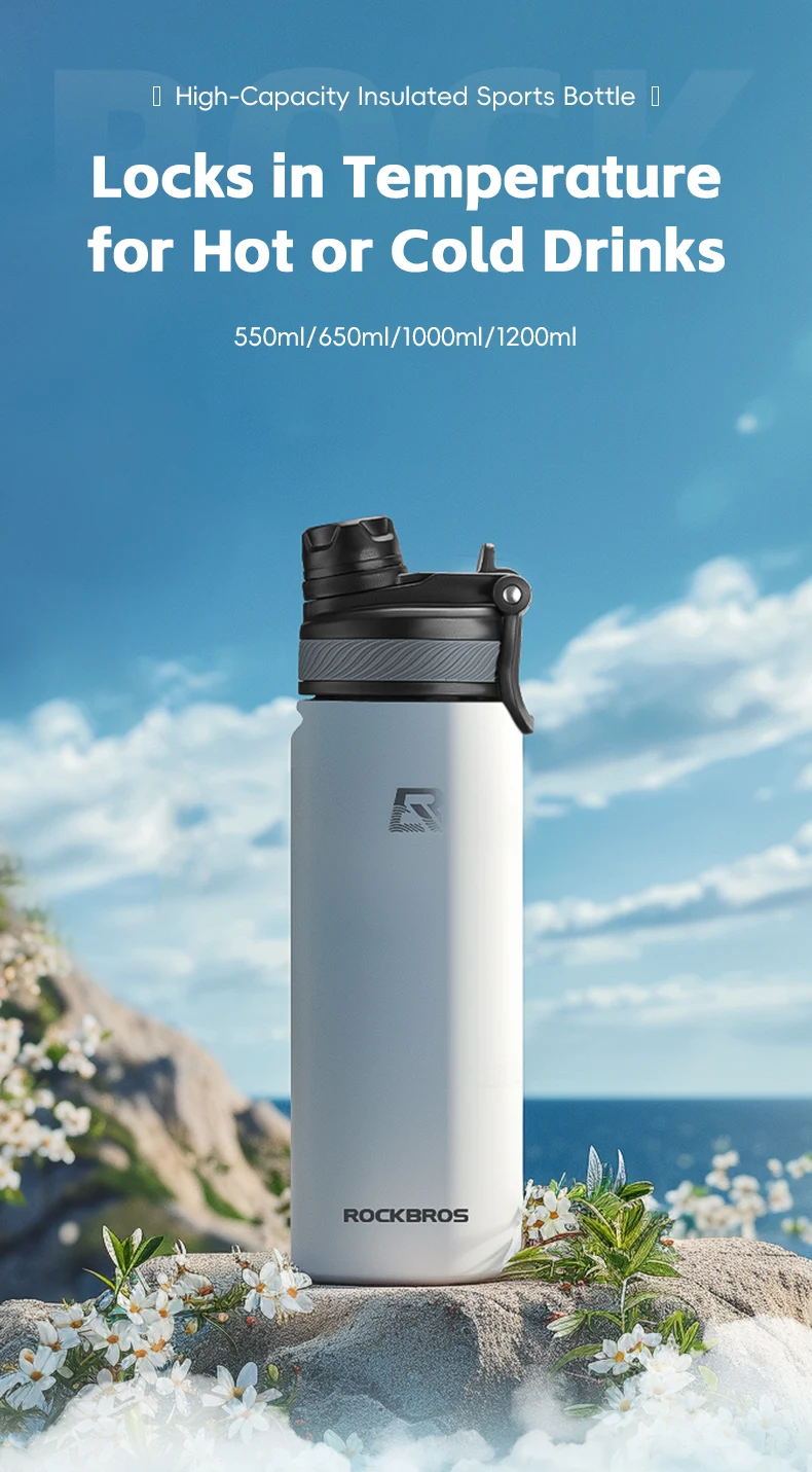 ROCKBROS550mlThermalWaterBottleSportsWaterBottleNonSlip304StainlessSteelColdAndHotThermoCupCyclingHi-2013421-11