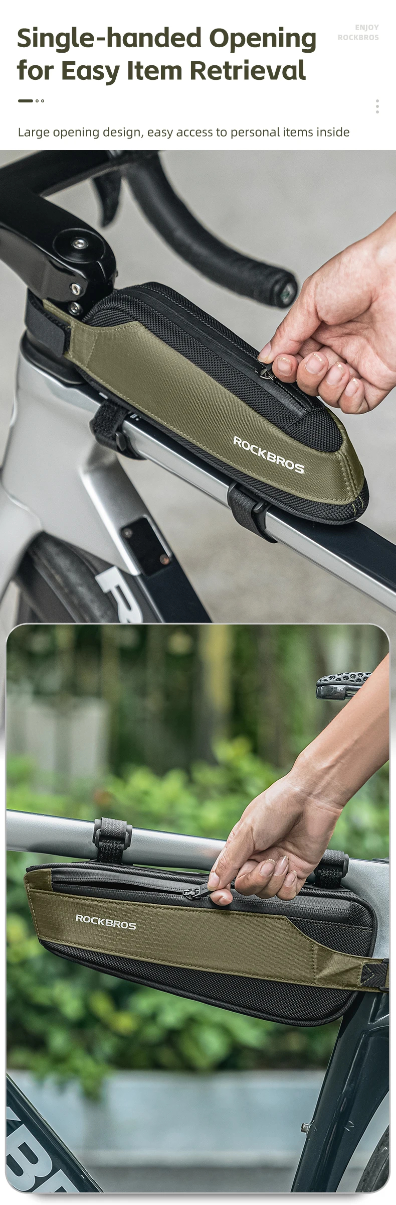 ROCKBROSBicycleBagQuickReleaseNarrowCyclingTopDownTubeBagLargeCapacityLightweightReflectiveTriangleB-2009932-2