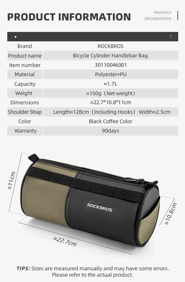 ROCKBROSBicycleHandlebarBag17LLargeCapacityThree-pointFixationAdjustableStrapShoulderBagforCyclingCa-2009959-12