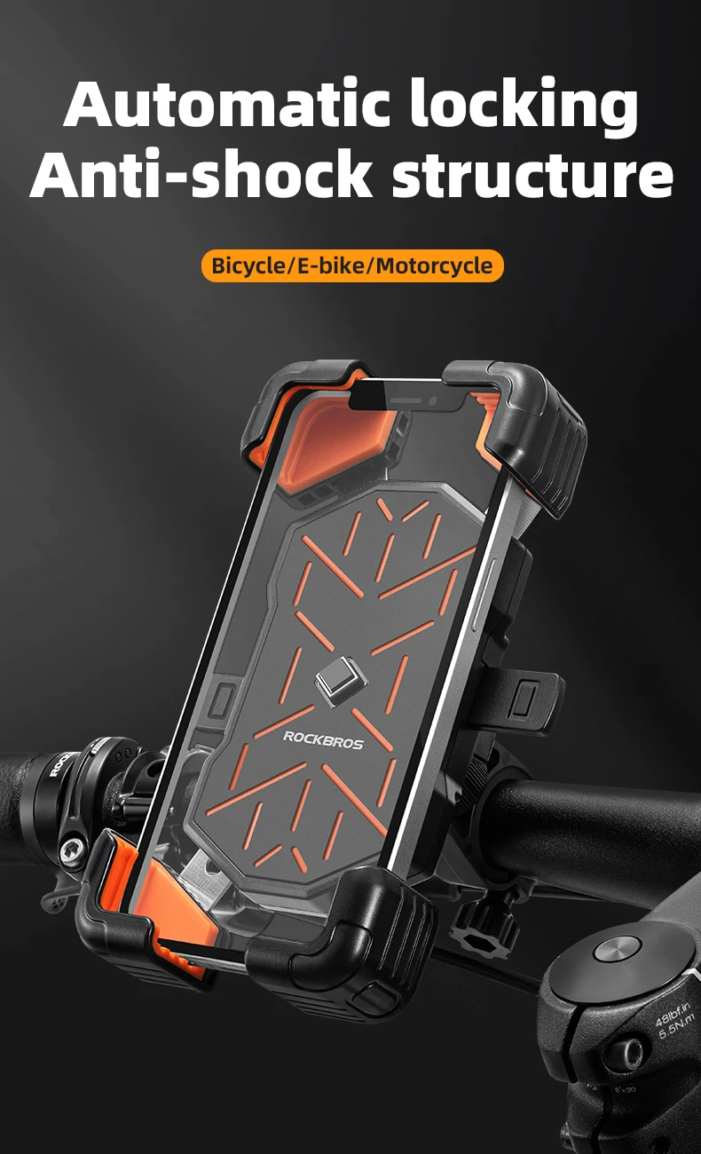 ROCKBROSBicyclePhoneHolderBracketShockproofAutomaticLockAnti-shakeMotorcycleScooterBikePhoneMountCyc-2008036-1