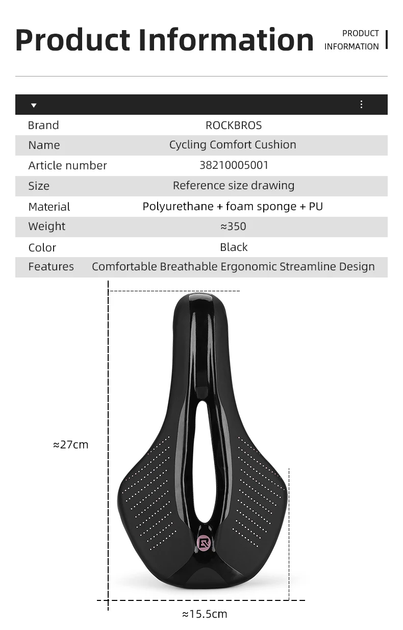 ROCKBROSBicycleSaddleBreathableSoftWaterproofShockAbsorptionBikeCushionSeatforMTBRoadBike-2013353-11