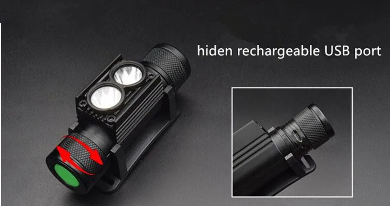SEEKNITED10H25C1100LMLEDHeadlightMiniWhiteLightHeadTorchUSBChargerwith18650BatteryHeadlampCampingFla-2003701-4