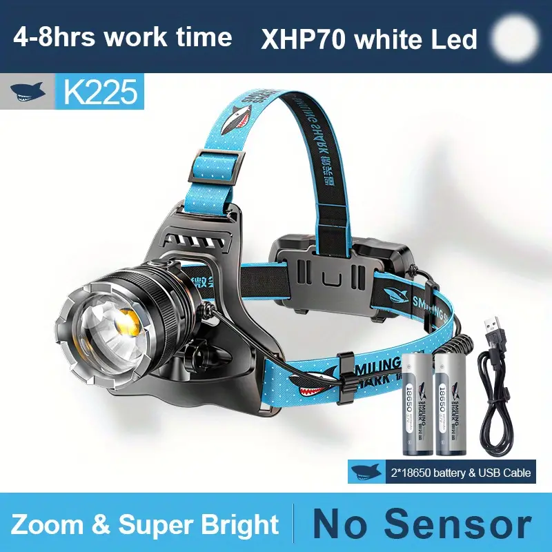 SmilingSharkUltraBrightMotionSensorUSBRechargeableLEDHeadlampHighLumensforOutdoorActivitiesEmergenci-1998216-10