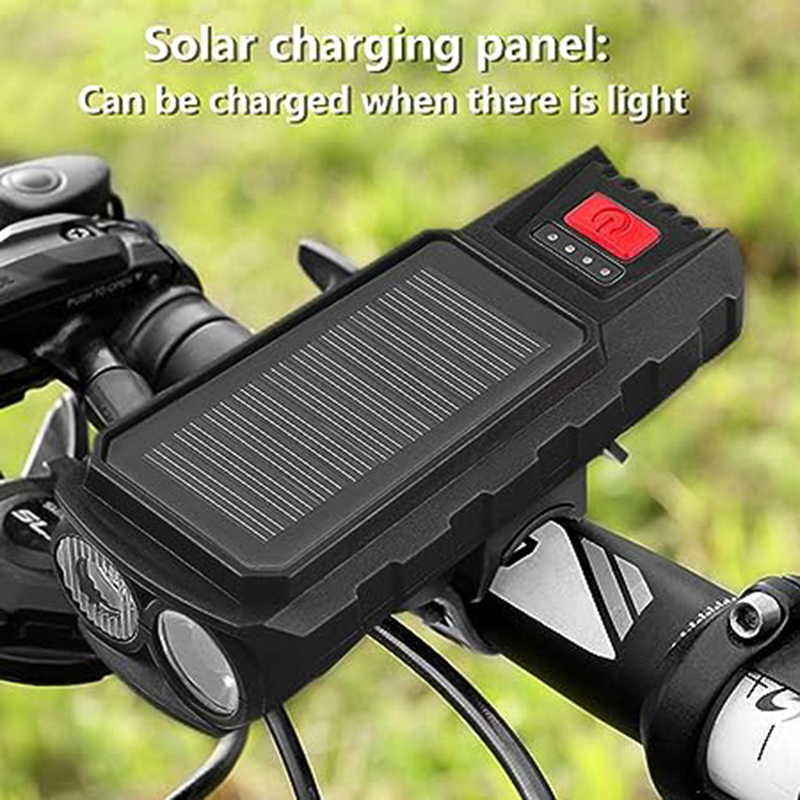 SolarChargingBikeHeadlight400LmBrightness200mDistanceRange2000mAhBatteryWaterproof3LightModesWarning-1996076-2