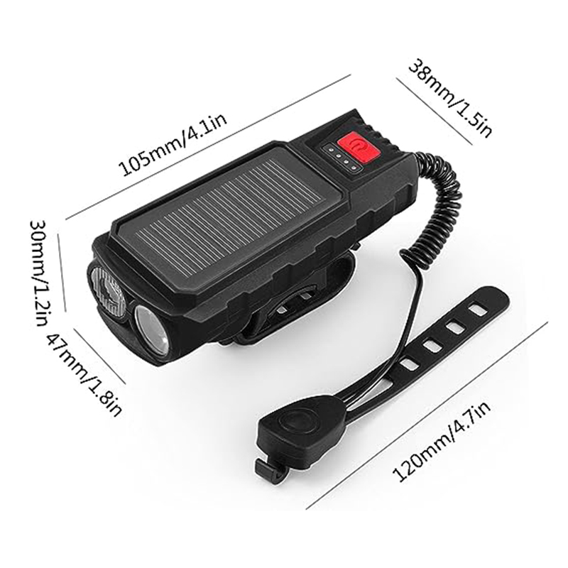 SolarChargingBikeHeadlight400LmBrightness200mDistanceRange2000mAhBatteryWaterproof3LightModesWarning-1996076-8