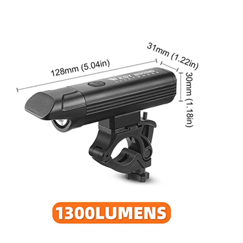 WESTBIKING1300LmSuperBrightnessBikeHeadlight1200mAhBatteryAnti-GlareIPX6WaterproofRechargeableBicycl-2000864-12