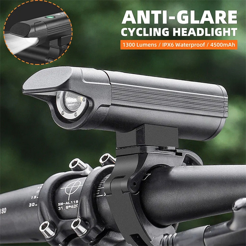 WESTBIKING1300LmSuperBrightnessBikeHeadlight1200mAhBatteryAnti-GlareIPX6WaterproofRechargeableBicycl-2000864-4