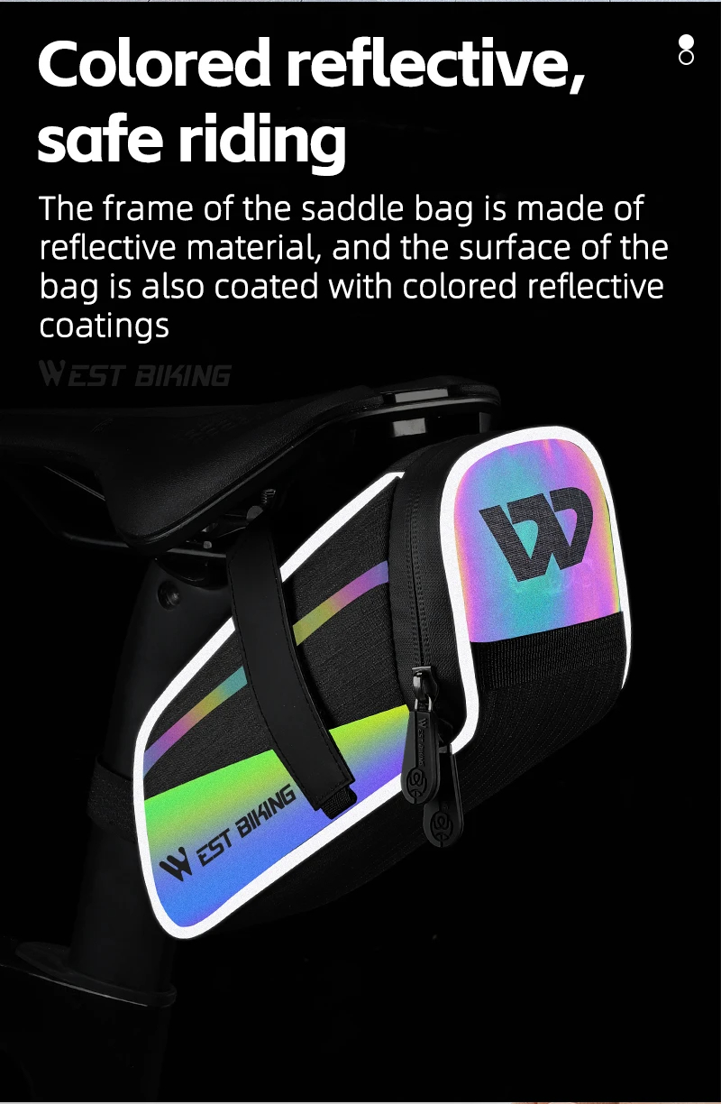 WESTBIKING18LLargeCapacityColorfulReflectiveBikeBagMTBRoadBikeUnderSeatRearToolMeshCyclingBagLightwe-2009486-2