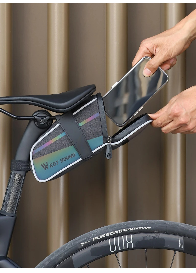 WESTBIKING18LLargeCapacityColorfulReflectiveBikeBagMTBRoadBikeUnderSeatRearToolMeshCyclingBagLightwe-2009486-13