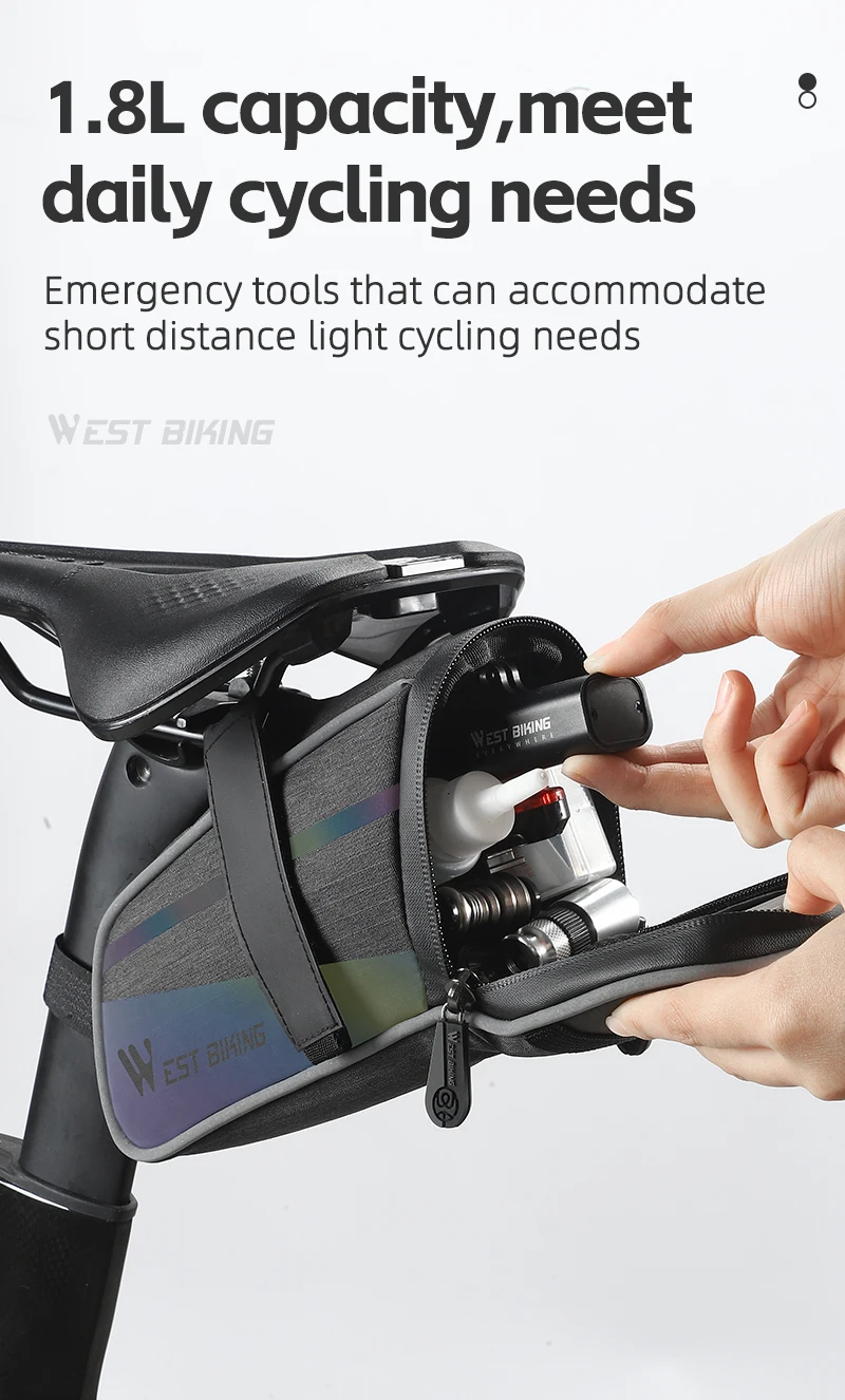 WESTBIKING18LLargeCapacityColorfulReflectiveBikeBagMTBRoadBikeUnderSeatRearToolMeshCyclingBagLightwe-2009486-3