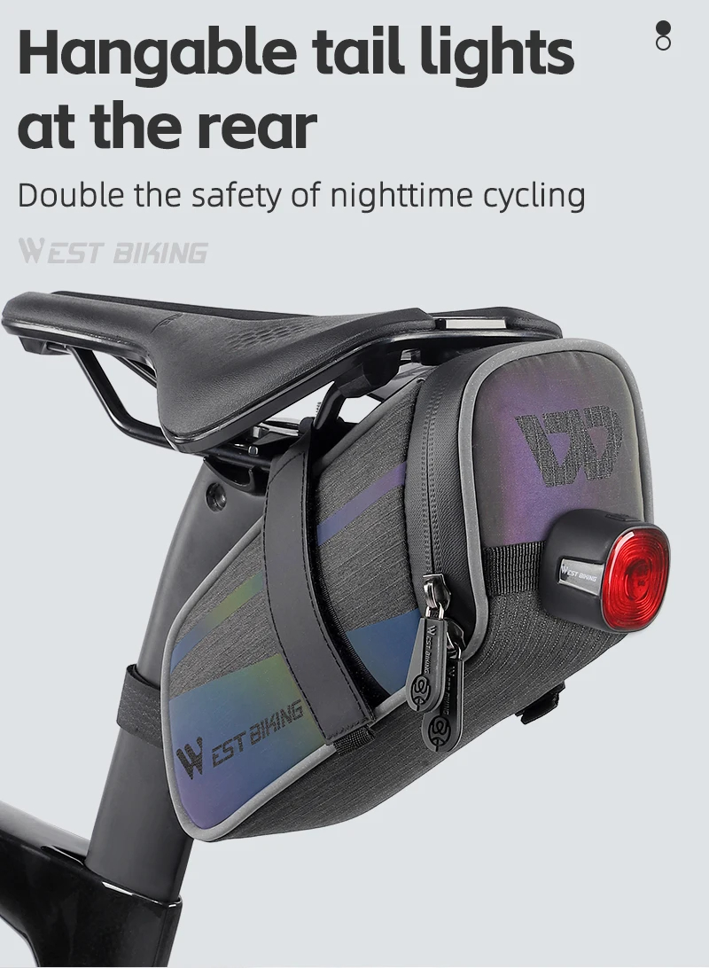 WESTBIKING18LLargeCapacityColorfulReflectiveBikeBagMTBRoadBikeUnderSeatRearToolMeshCyclingBagLightwe-2009486-4