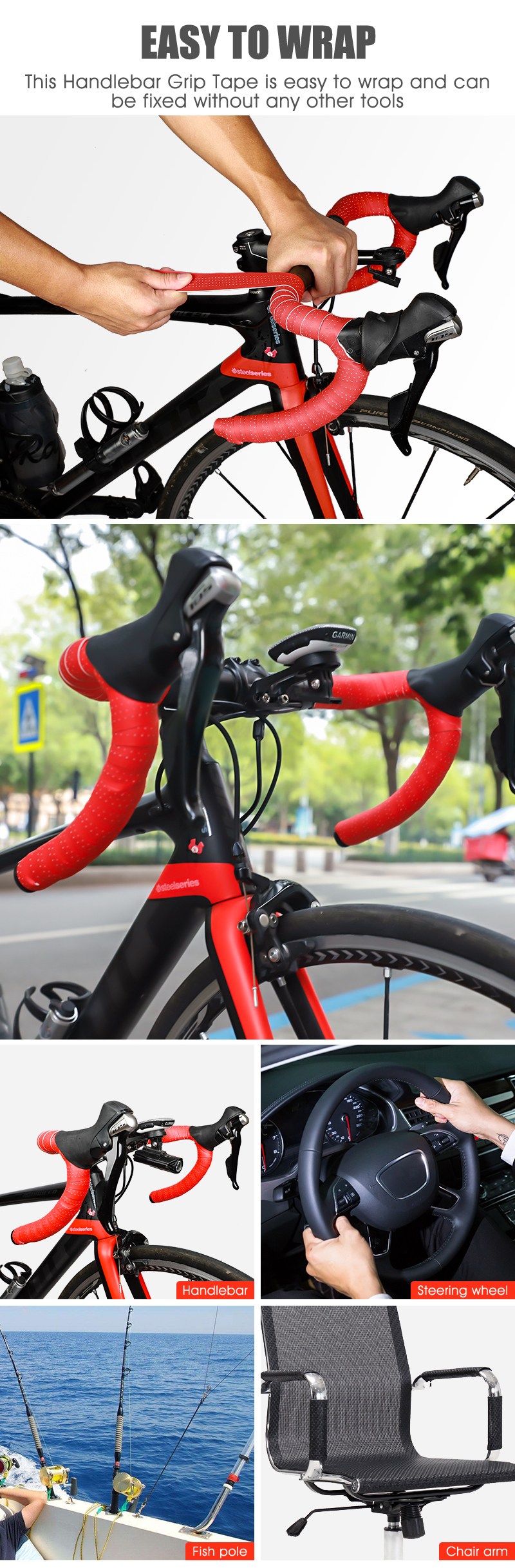 WESTBIKING2PCSSoftBicycleHandlebarStrapAnti-slipWear-resistantEVABikeHandlebarTapeRoadBikeGripTape-1718258-3