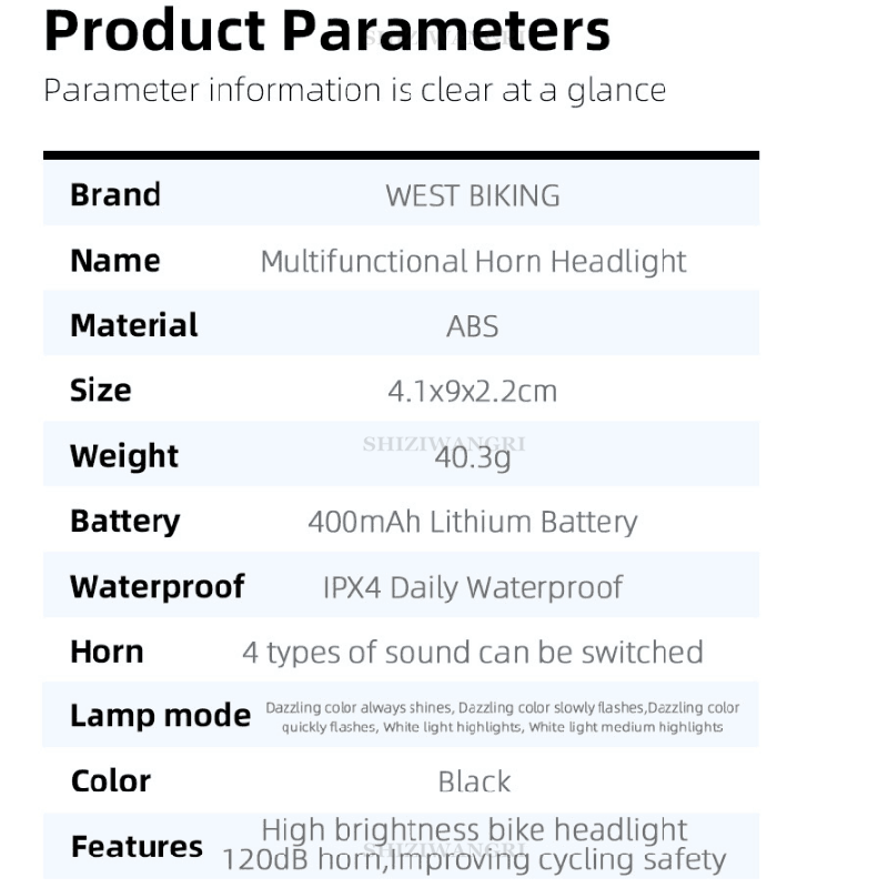 WESTBIKING2in1HornHeadlight120dBHighSoundBicycleBellHorn5LightModes400mAhType-CWaterproofElectricAnt-1996251-17