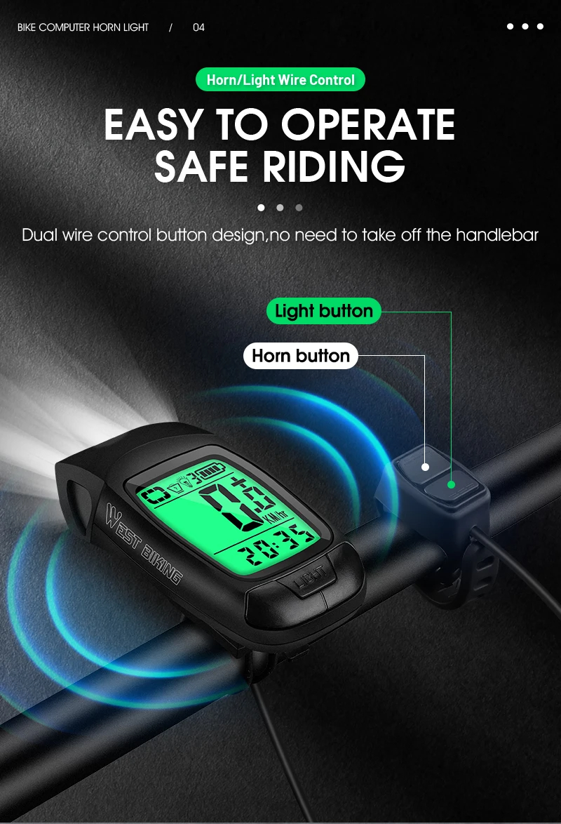 WESTBIKING3in1330LmBrightnessBikeHeadlight1200mAhBatteryIP64Waterproof4LightModesSmartSpeedometerwit-2000858-4