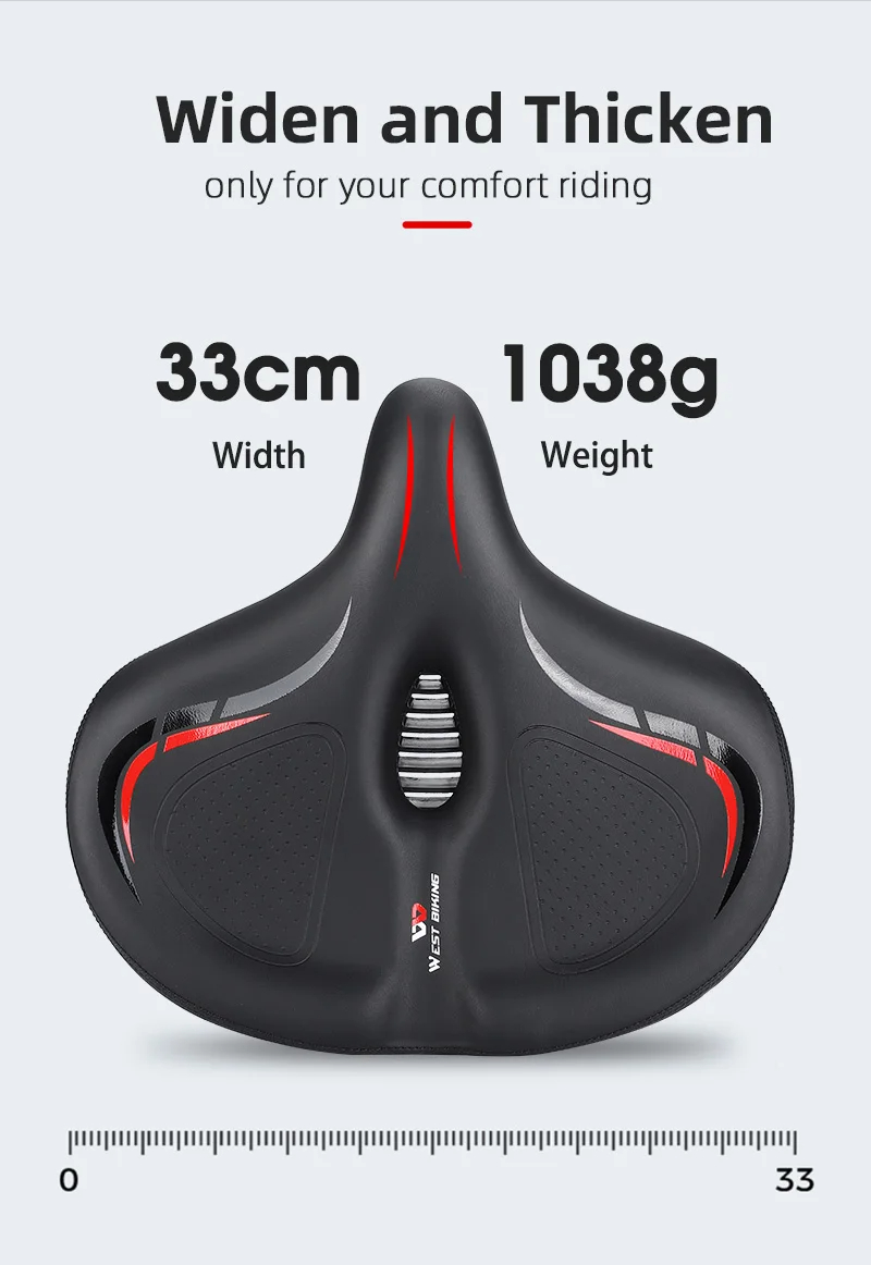 WESTBIKINGOversizedMTBBikeSaddleShockAbsorbingBreathableCyclingSeatWidenThickenUniversalSoftCushionE-2009450-10
