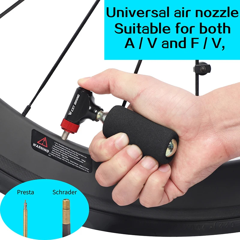 WESTBIKINGPortableMiniBikePumpUltralightAirCO2InflatorCyclingPumpBikeBallPump-2000976-4