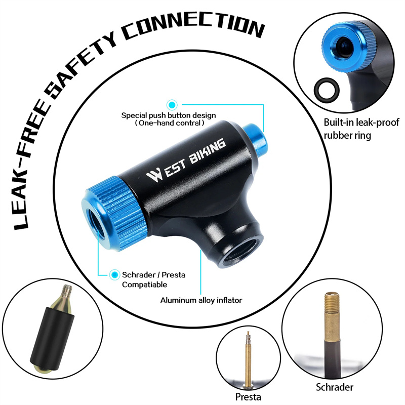 WESTBIKINGPortableMiniBikePumpUltralightAirCO2InflatorCyclingPumpBikeBallPump-2000976-5
