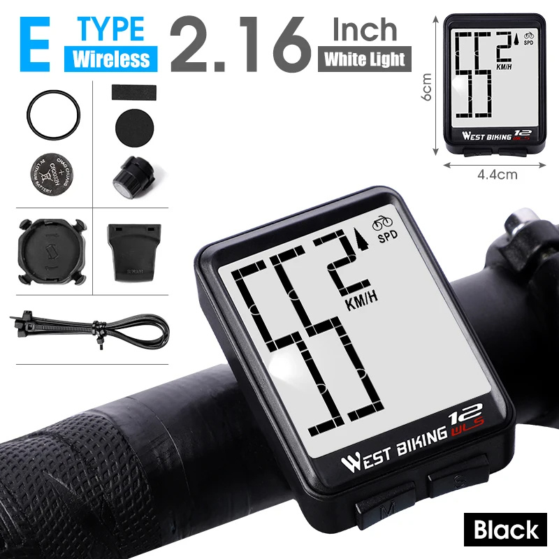 WESTBIKINGSmartBikeComputer216inchLEDDigitalDisplayWirelessSensorSpeedAccurateDataRecordBacklightSwi-2008317-1