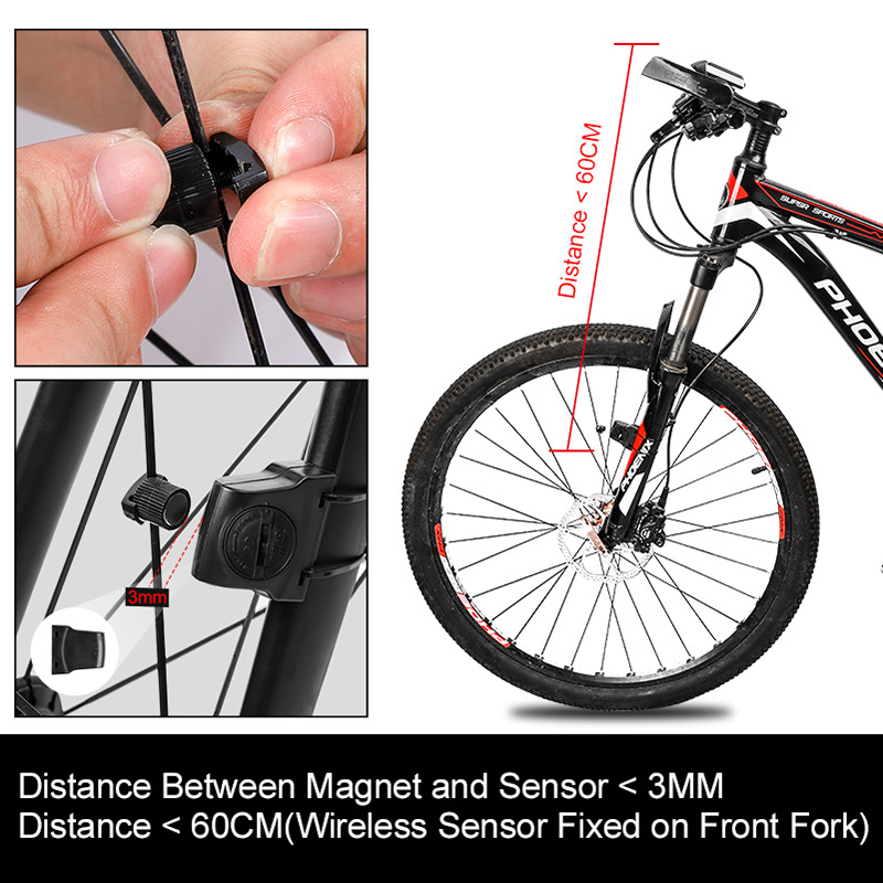 WESTBIKINGSmartBikeComputer216inchLEDDigitalDisplayWirelessSensorSpeedAccurateDataRecordBacklightSwi-2008317-7