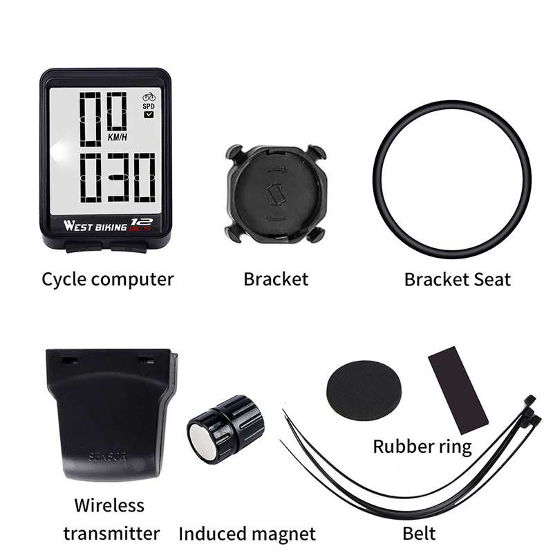 WESTBIKINGSmartBikeComputer216inchLEDDigitalDisplayWirelessSensorSpeedAccurateDataRecordBacklightSwi-2008317-8