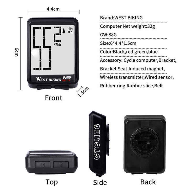 WESTBIKINGSmartBikeComputer216inchLEDDigitalDisplayWirelessSensorSpeedAccurateDataRecordBacklightSwi-2008317-9