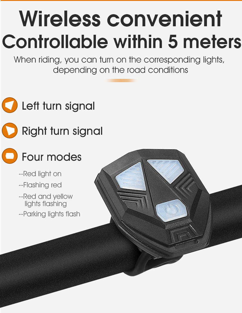 WESTBIKINGSmartBikeLightWirelessRemoteControlWaterproofLEDChargingSignalBicycleLightUSBRechargeableW-1977951-3