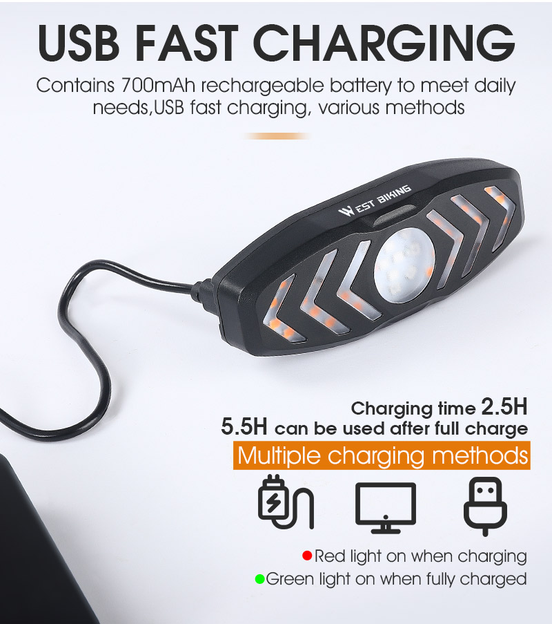 WESTBIKINGSmartBikeLightWirelessRemoteControlWaterproofLEDChargingSignalBicycleLightUSBRechargeableW-1977951-5