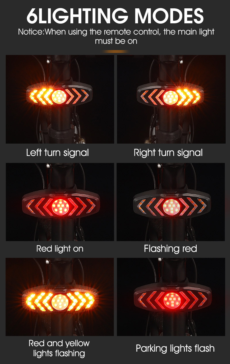 WESTBIKINGSmartBikeLightWirelessRemoteControlWaterproofLEDChargingSignalBicycleLightUSBRechargeableW-1977951-10