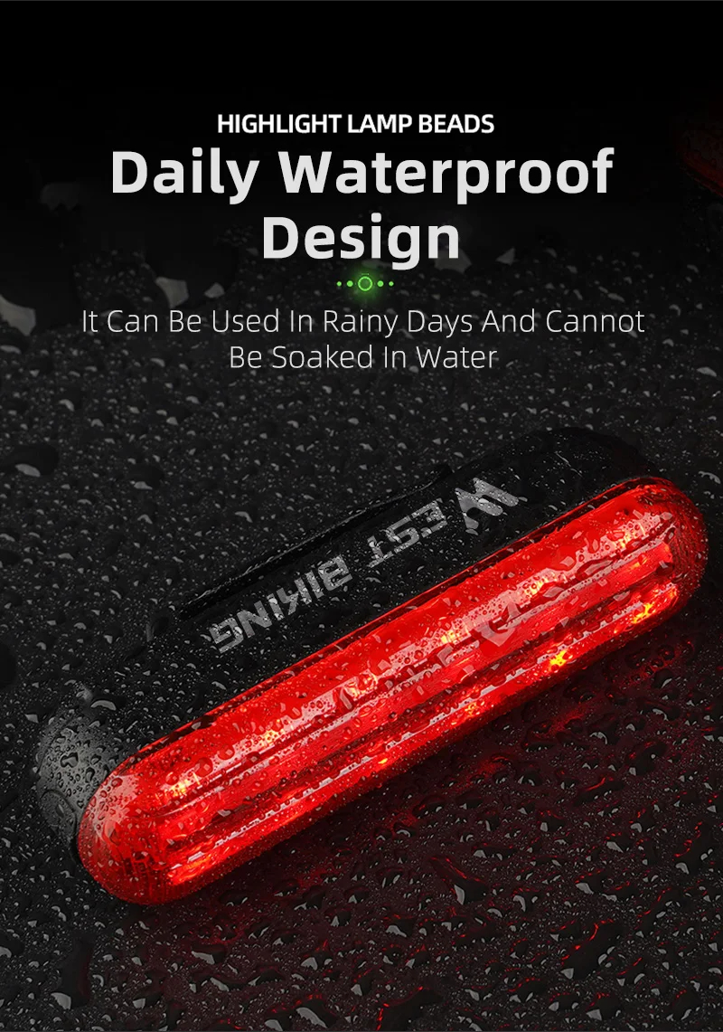 WESTBIKINGSmartBrakeSensorBikeTaillight450mAhBattery3LightModesType-CRechargeableWaterproofWear-resi-2008792-7