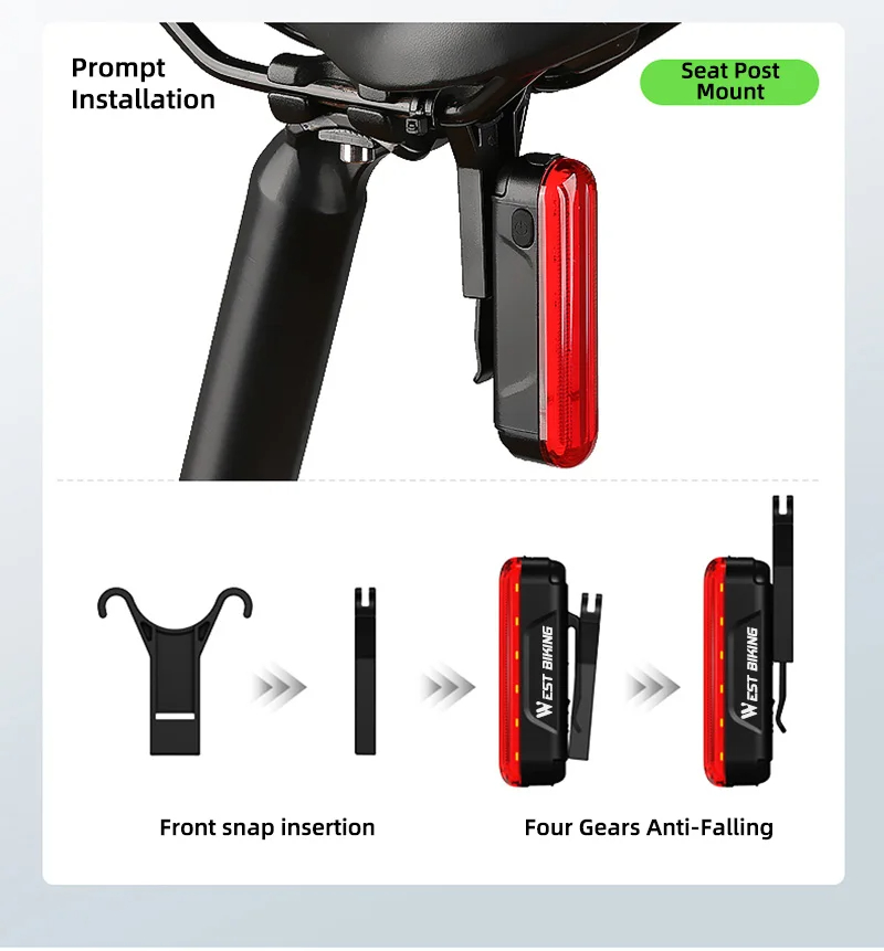 WESTBIKINGSmartBrakeSensorBikeTaillight450mAhBattery3LightModesType-CRechargeableWaterproofWear-resi-2008792-9