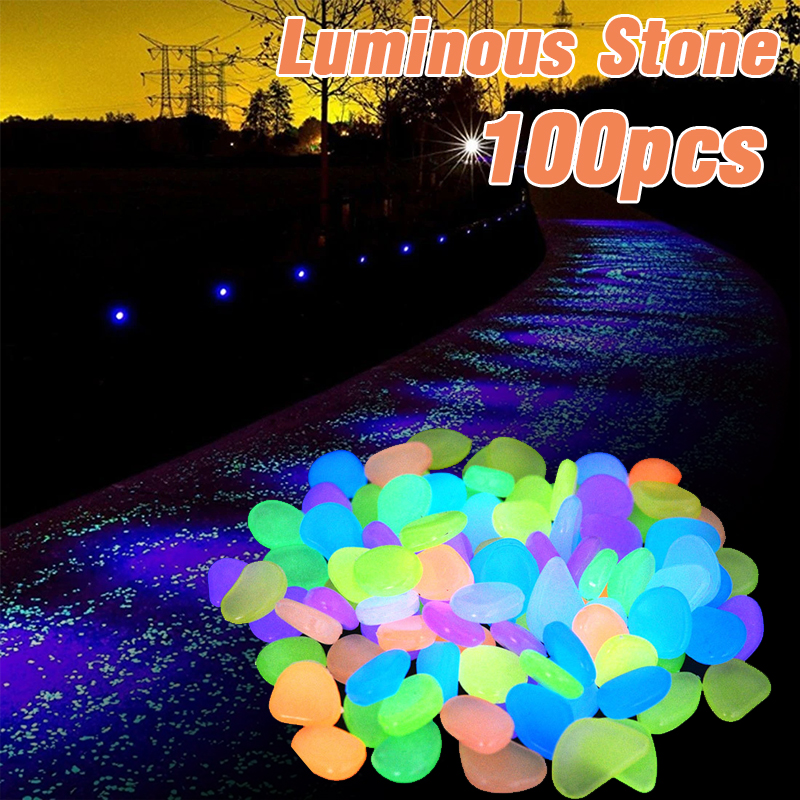 100pcsLuminousGardenPebblesGardeningLuminousGlowStonesOutdoorDecoration-1699601-1