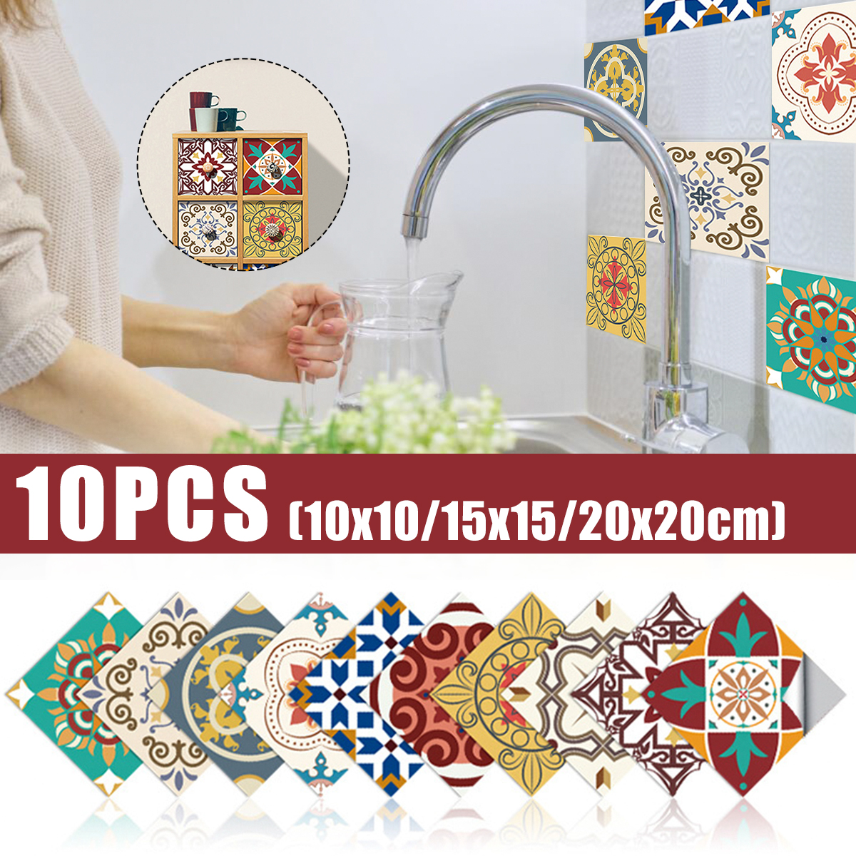 10x1015x1520x20cmWallTilesStickersKitchenBathroomToiletWaterproofPVC-1717147-1