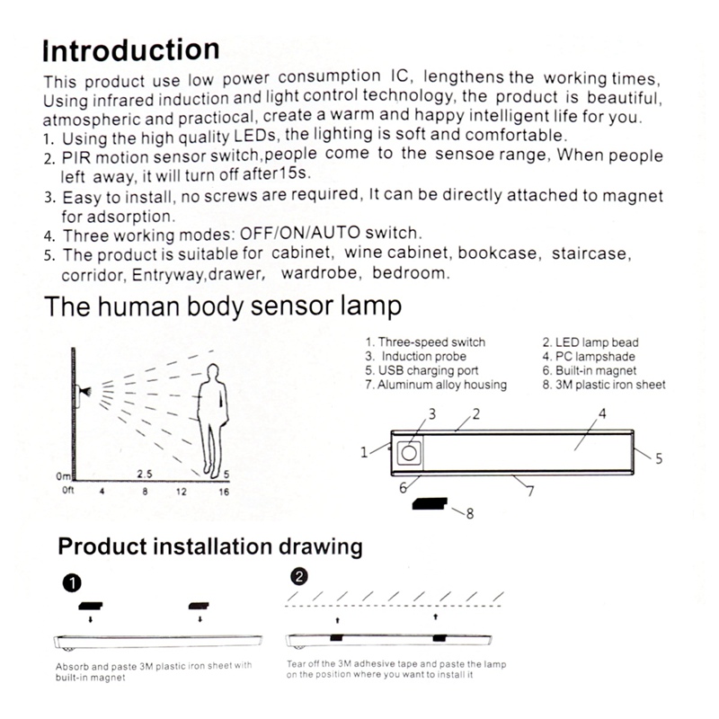 204060CMBodySensingSmallNightLightUSBChargingLampLEDPortableStripLightforBedroomWardrobeBookcaseStai-1832366-2