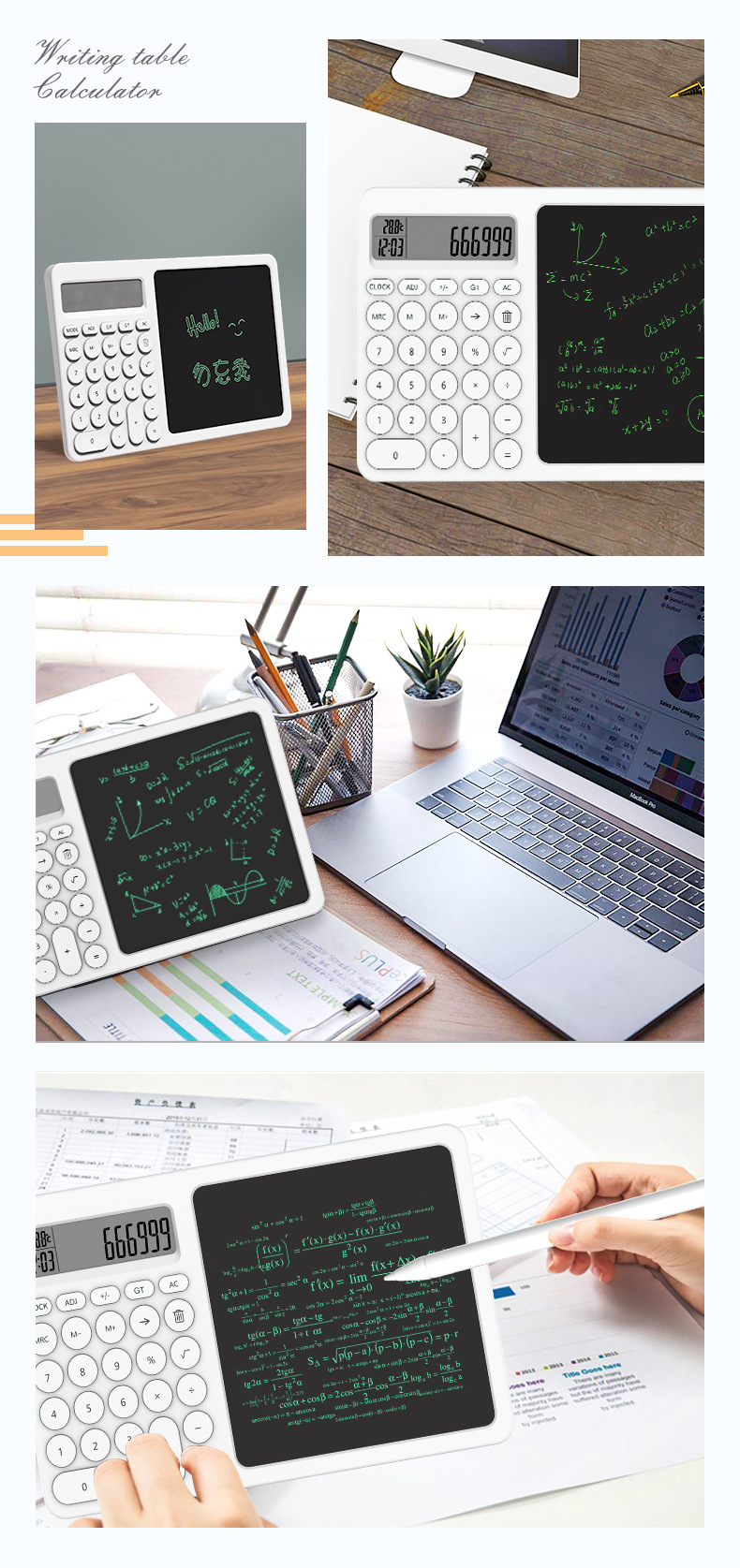 2in1DesktopStandingCalculatorWithLCDWritingTabletElectronicCalendarTimeTemperaturesforMathCalculatio-2007143-9