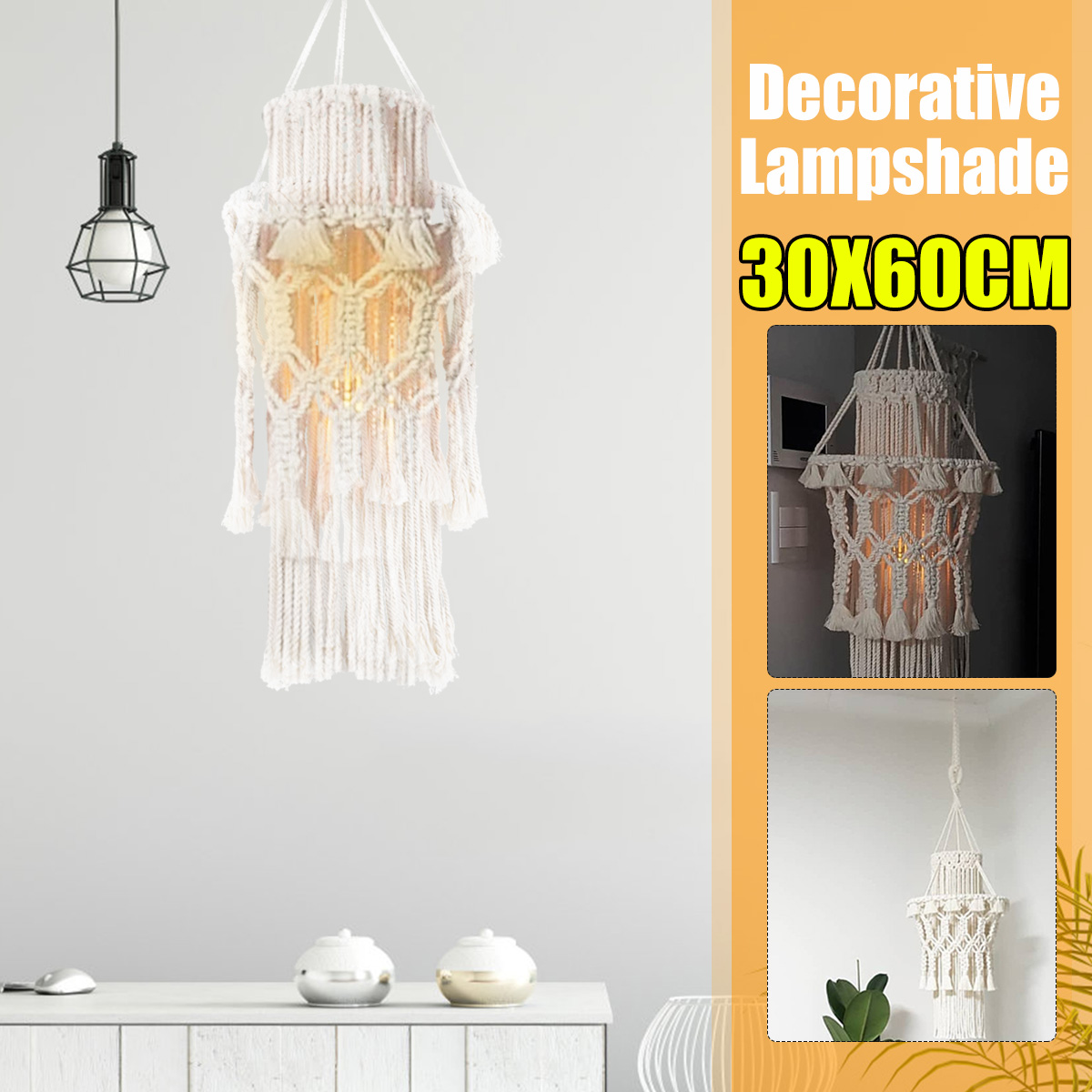 30x60CM2-TierLampshadeCeilingLightCoverHomePendantLampChandelierLampShade-1688920-1