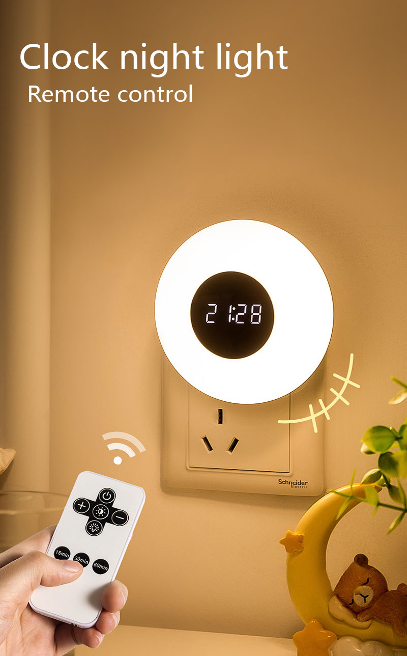 3ColorTimeClockWallLampDimmableRemoteControlLEDNightLightforBabyChildGiftEUUSPlugCorridorPorchWallLi-1981996-1