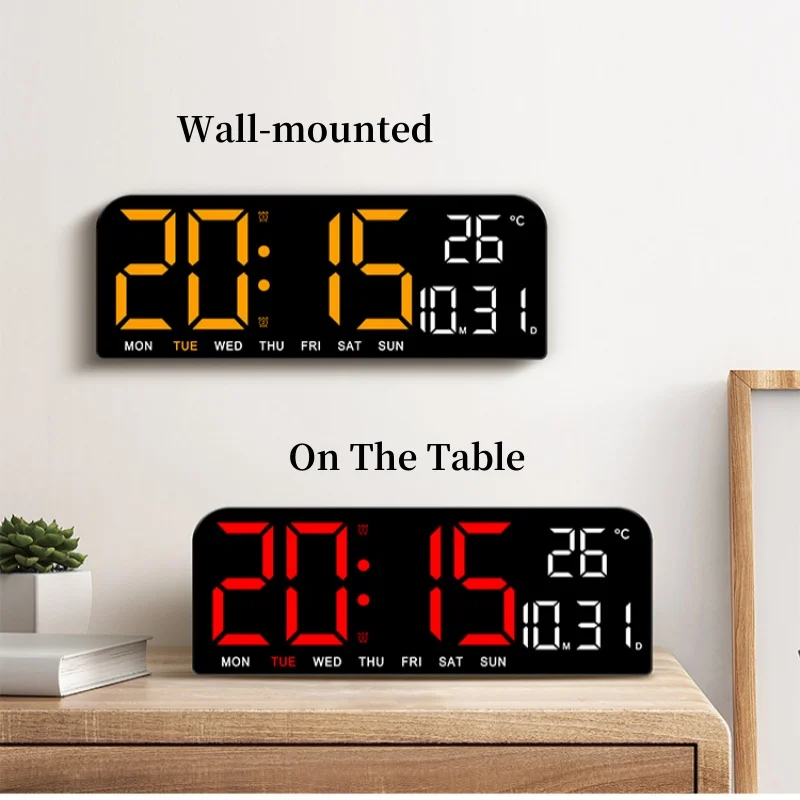 9InchLargeDigitalWallClockTemperatureDateWeekTimingCountdownLight-sensingTableClock2Alarm1224HLEDAla-2005591-8