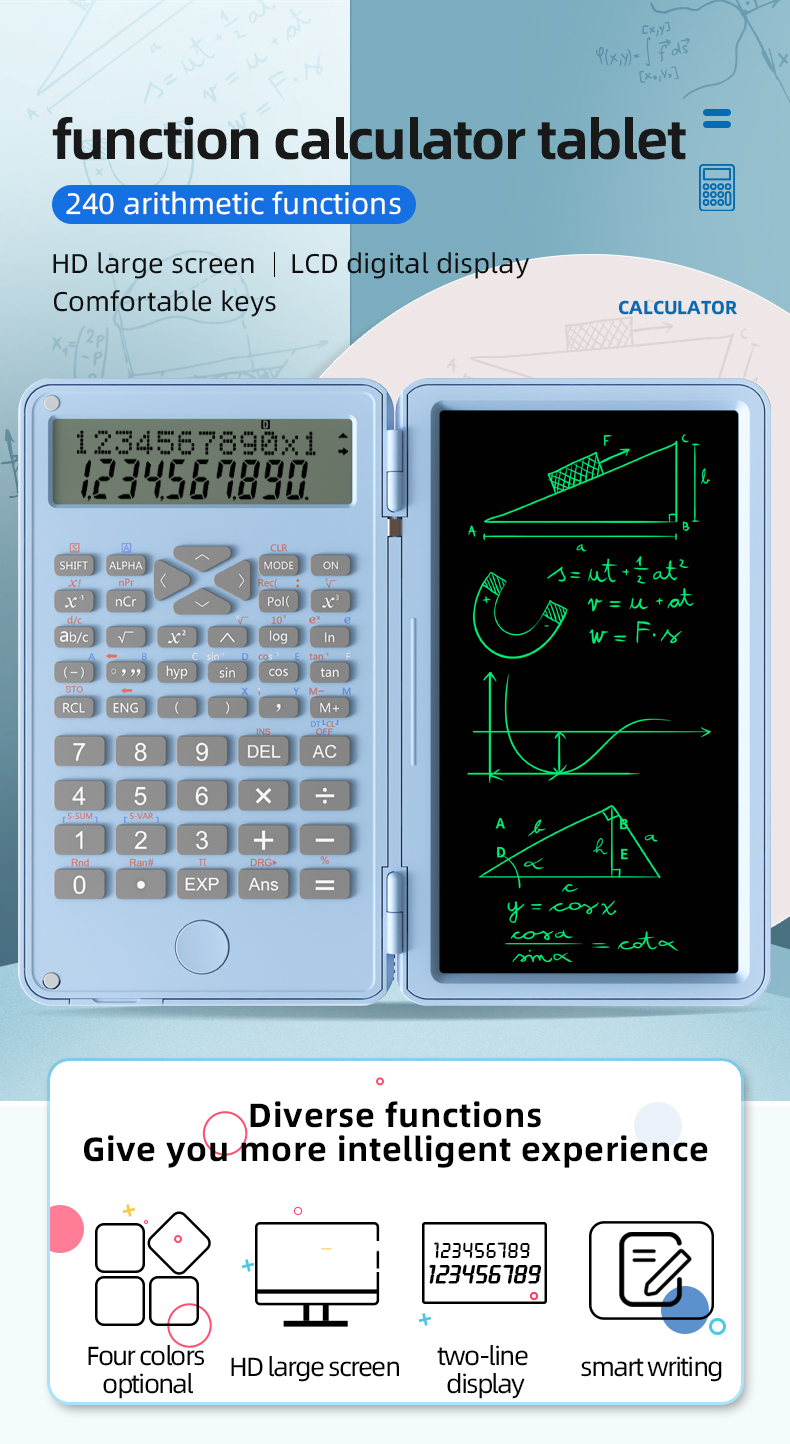 AGSIVO6InchesScientificCalculatorwithLCDWritingTabletand240FunctionsProfessionalCalculatorsforSchool-2001819-1