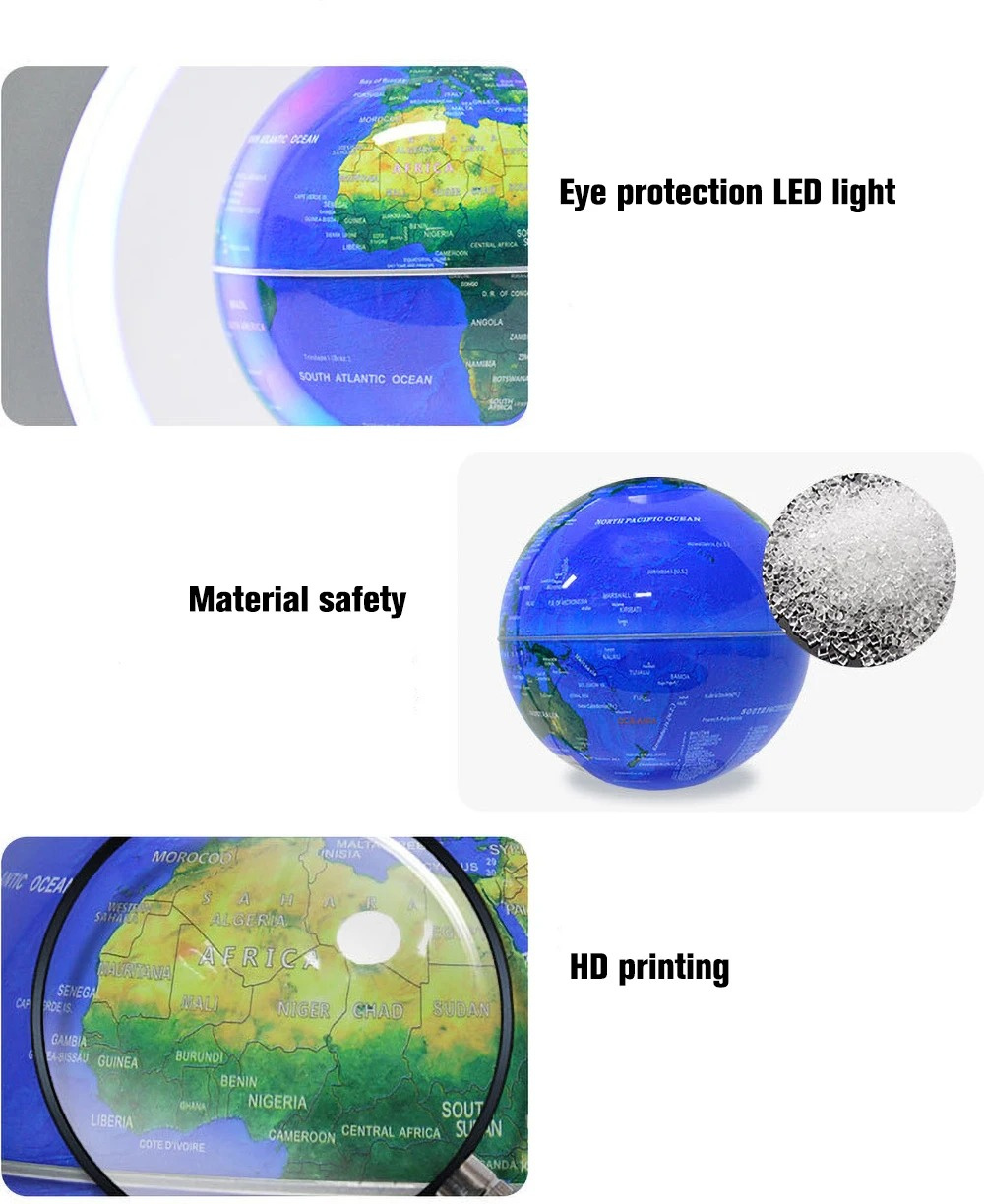 AGSIVOFloatingGlobeLampMagneticLevitation4-InchLEDLightABSBodyBrushedSilverFinishLevitatingHomeDecor-2003774-6