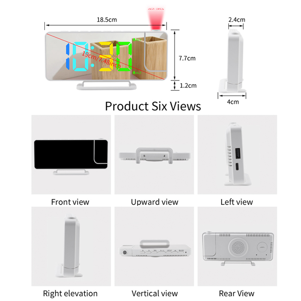 AGSIVORGBProjectionDigitalAlarmClockwithSnoozeMirrorSurfaceAdjustableBrightnessForBedroomLivingRoomC-1998151-8