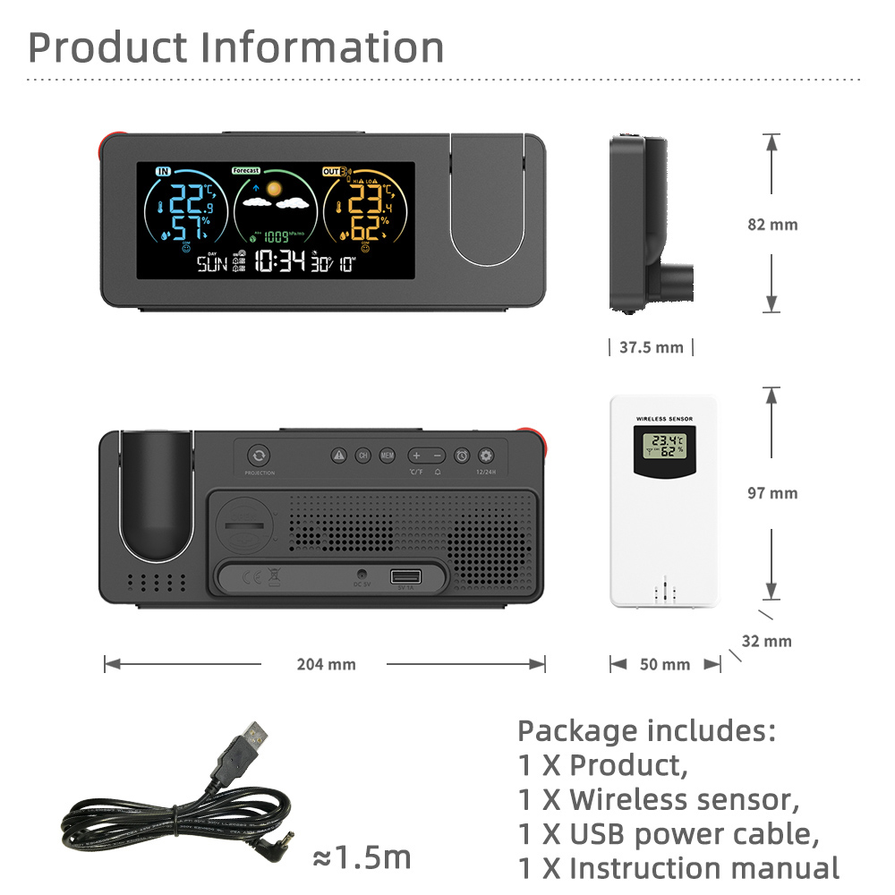 AGSIVOWeatherStationProjectionAlarmClockWirelessIndoorOutdoorThermometerwithAtomicClockandRotatingPr-1998500-6