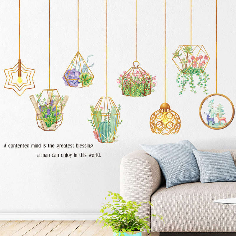 CreativeDIYPlantLeavesRemovableWallStickersHangingBasketFlowerforBedroomKitchenKidsRoomAdhesiveStick-1680917-4