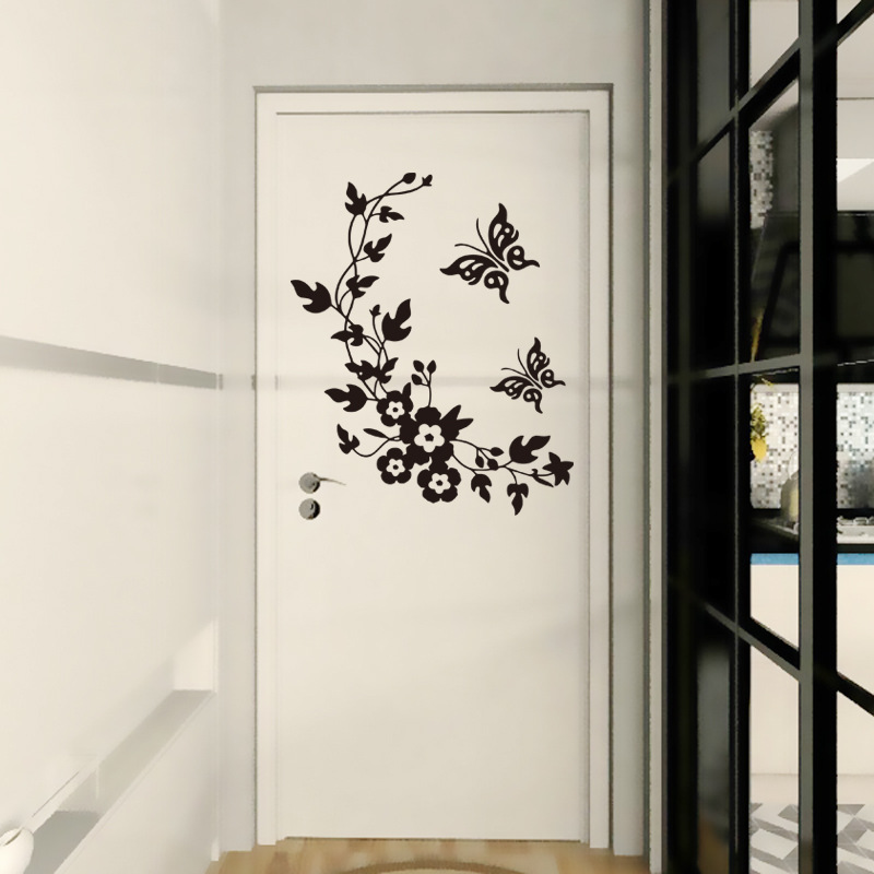 FunnyNoveltyButterflyFlowerVineBathroomWallStickerHomeDecorationVinylWallDecals-1349958-3