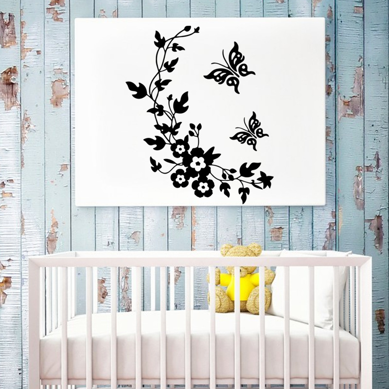 FunnyNoveltyButterflyFlowerVineBathroomWallStickerHomeDecorationVinylWallDecals-1349958-4
