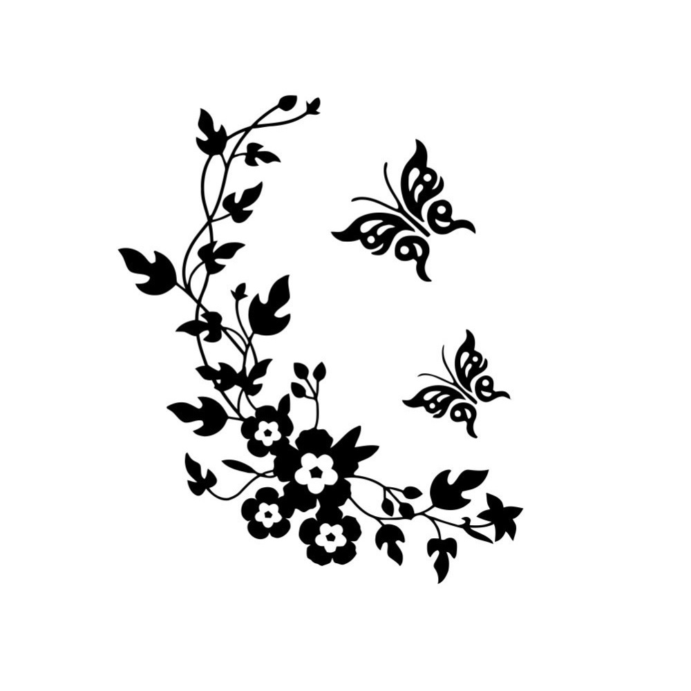 FunnyNoveltyButterflyFlowerVineBathroomWallStickerHomeDecorationVinylWallDecals-1349958-6