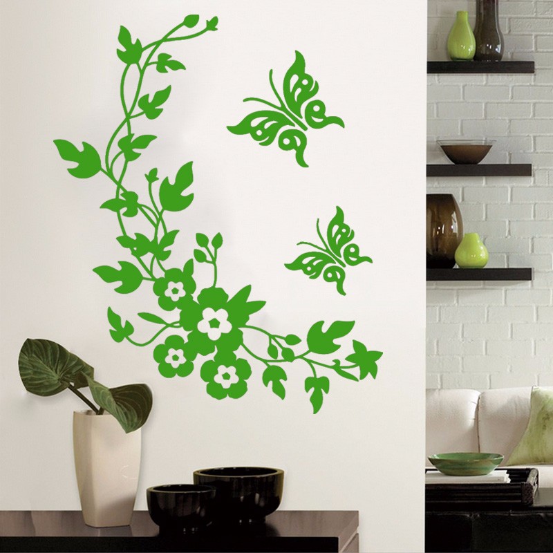FunnyNoveltyButterflyFlowerVineBathroomWallStickerHomeDecorationVinylWallDecals-1349958-10