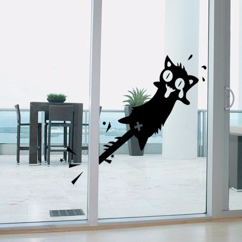 HonanaCartoonCliptoTheTailofACatWallStickerforHomeDecorPVCDecalsDoorsWindowsCarStickersBlackCatClipT-1338389-2