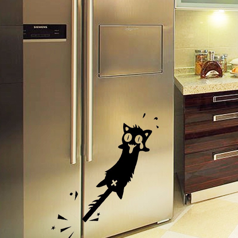 HonanaCartoonCliptoTheTailofACatWallStickerforHomeDecorPVCDecalsDoorsWindowsCarStickersBlackCatClipT-1338389-4