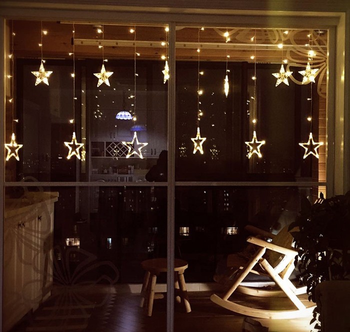 HonanaHT-336220VLEDLightStringStarShapeCurtainLightHomeDecorCelebrationFestivalWedding-1143230-2
