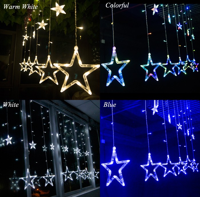 HonanaHT-336220VLEDLightStringStarShapeCurtainLightHomeDecorCelebrationFestivalWedding-1143230-5